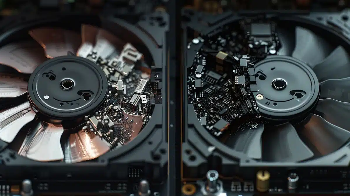 A before and after comparison of a hard drive filled with junk files.