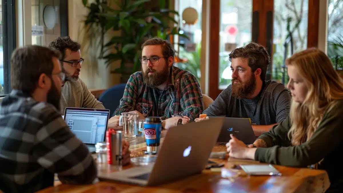 Group of tech enthusiasts discussing challenges of using WiFi on Linux