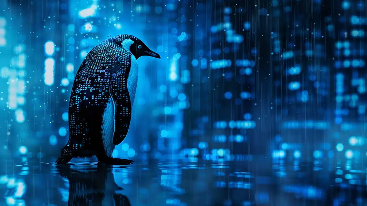 Blue screen of death on Linux with ASCII penguin art