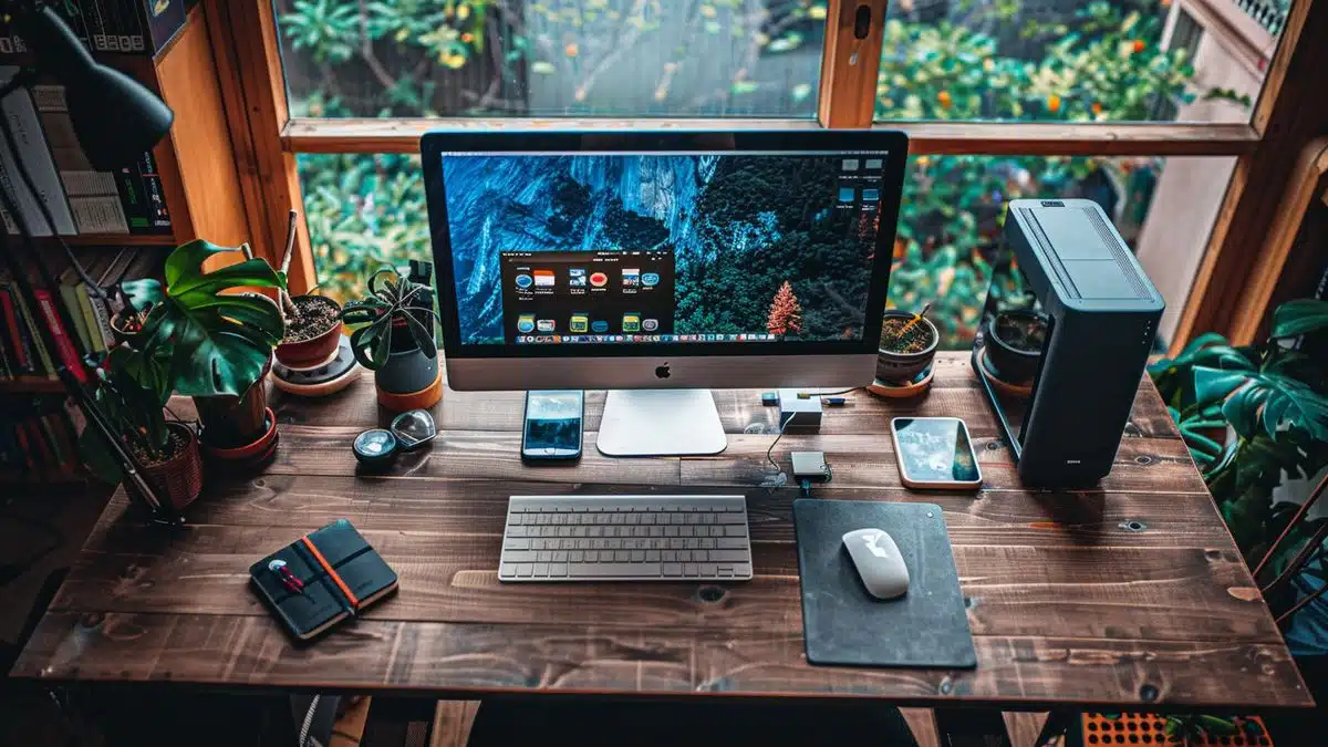 Top view of a desktop running SDesk, showcasing the layout similar to Windows/MacOS.